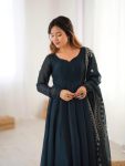 TRENDING FENDY SILK PLAIN GOWN BOTTOM WITH EMBROIDERY WORK DUPATTA PARTY WEAR WHOLESALE PRICE ETHNIC GARMENT (4)