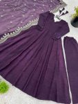 TRENDING FENDY SILK PLAIN GOWN BOTTOM WITH EMBROIDERY WORK DUPATTA PARTY WEAR WHOLESALE PRICE ETHNIC GARMENT (6)