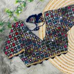TRENDING GEORGETTE MULTI SEQUENCE VELVET LACE WORK READY TO WEAR BLOUSE