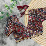 TRENDING GEORGETTE MULTI SEQUENCE VELVET LACE WORK READY TO WEAR BLOUSE