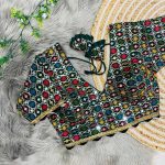 TRENDING GEORGETTE MULTI SEQUENCE VELVET LACE WORK READY TO WEAR BLOUSE