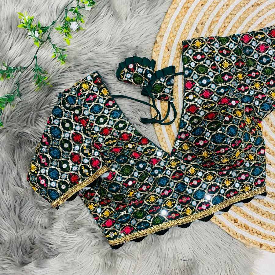 TRENDING GEORGETTE MULTI SEQUENCE VELVET LACE WORK READY TO WEAR BLOUSE PARTY WEAR WHOLESALE PRICE ETHNIC GARMENT (4)