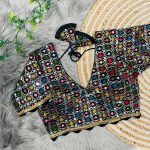 TRENDING GEORGETTE MULTI SEQUENCE VELVET LACE WORK READY TO WEAR BLOUSE