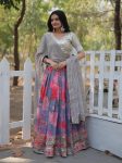 TRENDING GEORGETTE SEQUENCE THREAD EMBROIDERY WORK LEHENGA CHOLI WITH UNSTITCHED BLOUSE PARTY WEAR WHOLESALE PRICE ETHNIC GARMENT (5)