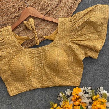 TRENDING GEORGETTE SEQUENCE WORK READY TO WEAR BLOUSE CHIKU