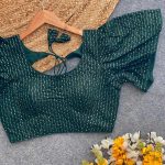 TRENDING GEORGETTE SEQUENCE WORK READY TO WEAR BLOUSE GREEN