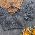 TRENDING GEORGETTE SEQUENCE WORK READY TO WEAR BLOUSE GREY