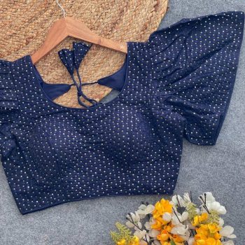 TRENDING GEORGETTE SEQUENCE WORK READY TO WEAR BLOUSE BLUE