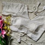 FANCY GEORGETTE SHIPLI WITH SEQUENCE GOTA PATI LACE WORK STITCHED BLOUSE WHITE