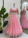 TRENDING GEORGETTE THREAD SEQUENCE WORK LEHENGA CHOLI WITH DUPATTA BABYPINK