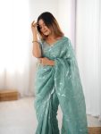 TRENDING GOLD CRUSH SEQUENCE WORK SAREE WITH UNSTITCHED BLOUSE PARTY WEAR WHOLESALE PRICE ETHNIC GARMENT (10)
