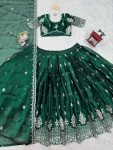 TRENDING JIMMY CHOO THREAD SEQUENCE WORK LEHENGA CHOLI WITH DUPATTA PARTY WEAR WHOLESALE PRICE ETHNIC GARMENT (8)