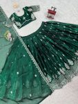TRENDING JIMMY CHOO THREAD SEQUENCE WORK LEHENGA CHOLI WITH DUPATTA PARTY WEAR WHOLESALE PRICE ETHNIC GARMENT (8)