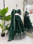 TRENDING JIMMY CHOO THREAD SEQUENCE WORK LEHENGA CHOLI WITH DUPATTA PARTY WEAR WHOLESALE PRICE ETHNIC GARMENT (8)