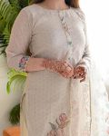 TRENDING LINEN COTTON PRINTED THREAD LACE WORK TOP BOTTOM WITH DUPATTA PARTY WEAR WHOLESALE PRICE ETHNIC GARMENT (4)