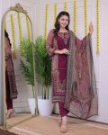 TRENDING MUSLIN DIGITAL PRINT WITH HAND EMBROIDERY WORK TOP BOTTOM WITH DUPATTA PARTY WEAR WHOLESALE PRICE ETHNIC GARMENT (9)