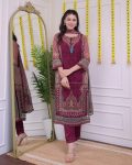 TRENDING MUSLIN DIGITAL PRINT WITH HAND EMBROIDERY WORK TOP BOTTOM WITH DUPATTA PARTY WEAR WHOLESALE PRICE ETHNIC GARMENT (9)