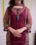 TRENDING MUSLIN DIGITAL PRINT WITH HAND EMBROIDERY WORK TOP BOTTOM WITH DUPATTA PARTY WEAR WHOLESALE PRICE ETHNIC GARMENT (9)