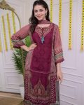 TRENDING MUSLIN DIGITAL PRINT WITH HAND EMBROIDERY WORK TOP BOTTOM WITH DUPATTA PARTY WEAR WHOLESALE PRICE ETHNIC GARMENT (9)