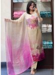 TRENDING MUSLIN SILK DIGITAL PRINTED MOTI HANDWORK TOP BOTTOM WITH DUPATTA PARTY WEAR WHOLESALE PRICE ETHNIC GARMENT (6)