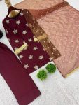 TRENDING NATURAL CREPE SILK EMBROIDERY SEQUENCE LACE WORK TOP PALAZZO WITH DUPATTA PARTY WEAR WHOLESALE PRICE ETHNIC GARMENT (3)