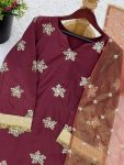 TRENDING NATURAL CREPE SILK EMBROIDERY SEQUENCE LACE WORK TOP PALAZZO WITH DUPATTA PARTY WEAR WHOLESALE PRICE ETHNIC GARMENT (3)