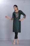 TRENDING RAYON COTTON FOIL PRINTED ONLY KURTI GREEN