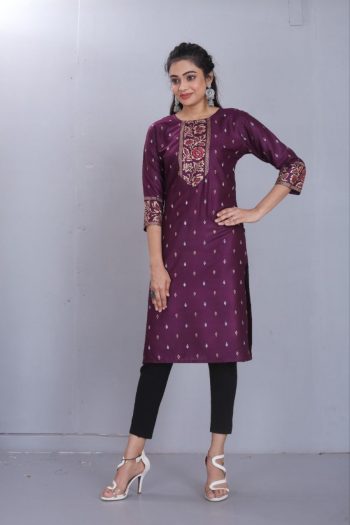 TRENDING RAYON COTTON FOIL PRINTED ONLY KURTI PURPLE