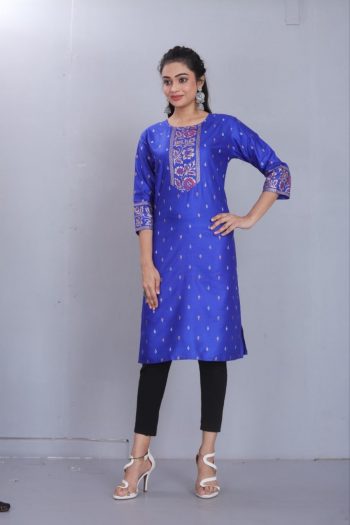 TRENDING RAYON COTTON FOIL PRINTED ONLY KURTI BLUE