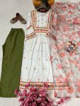 TRENDING RAYON THREAD EMBROIDERY WORK NAYRA CUT TOP BOTTOM WITH DUPATTA PARTY WEAR WHOLESALE PRICE ETHNIC GARMENT (3)