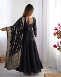 TRENDING ROMAN SILK CHANDERI FABRIC LAYERED GOWN BOTTOM WITH DUPATTA FESTIVE WEAR WHOLESALE PRICE ETHNIC GARMENT(6)