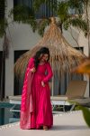 TRENDING ROMAN SILK CHANDERI FABRIC LAYERED GOWN BOTTOM WITH DUPATTA PARTY WEAR WHOLESALE PRICE ETHNIC GARMENT (11)