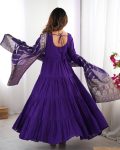 TRENDING ROMAN SILK CHANDERI FABRIC LAYERED GOWN BOTTOM WITH DUPATTA PARTY WEAR WHOLESALE PRICE ETHNIC GARMENT (4)