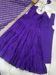 TRENDING ROMAN SILK CHANDERI FABRIC LAYERED GOWN BOTTOM WITH DUPATTA PARTY WEAR WHOLESALE PRICE ETHNIC GARMENT (4)
