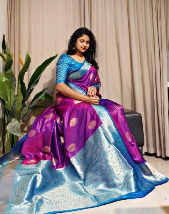 TRENDING SOFT SILK ZARI WEAVING WORK SAREE WITH UNSTITCHED BLOUSE RANI