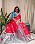 TRENDING SOFT SILK ZARI WEAVING WORK SAREE WITH UNSTITCHED BLOUSE PARTY WEAR WHOLESALE PRICE ETHNIC GARMENT (6)