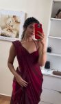 TRENDING SPACE SILK PLAIN SAREE WITH UNSTITCHED BLOUSE PARTY WEAR WHOLESALE PRICE ETHNIC GARMENT (1)