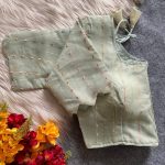 TRENDING TISSUE SILK MULTI SEQUENCE WORK STITCHED BLOUSE MINT