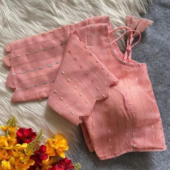 TRENDING TISSUE SILK MULTI SEQUENCE WORK STITCHED BLOUSE BABYPINK