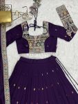 TRENDING VICHITRA SILK EMBROIDERY SEQUENCE THREAD WORK STITCHED LEHENGA CHOLI WITH DUPATTA PARTY WEAR WHOLESALE PRICE ETHNIC GARMENT (5)