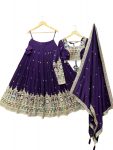 TRENDING VICHITRA SILK EMBROIDERY SEQUENCE THREAD WORK STITCHED LEHENGA CHOLI WITH DUPATTA PARTY WEAR WHOLESALE PRICE ETHNIC GARMENT (5)