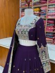 TRENDING VICHITRA SILK EMBROIDERY SEQUENCE THREAD WORK STITCHED LEHENGA CHOLI WITH DUPATTA PARTY WEAR WHOLESALE PRICE ETHNIC GARMENT (5)