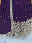 TRENDING VICHITRA SILK EMBROIDERY SEQUENCE THREAD WORK STITCHED LEHENGA CHOLI WITH DUPATTA PARTY WEAR WHOLESALE PRICE ETHNIC GARMENT (5)