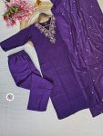 TRENDING VICHITRA SILK EMBROIDERY SEQUENCE WORK TOP BOTTOM WITH DUPATAT PARTY WEAR WHOLESALE PRICE ETHNIC GARMENT (3)