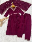 TRENDING VICHITRA SILK EMBROIDERY WORK TOP BOTTOM WITH DUPATTA PARTY WEAR WHOLESALE PRICE ETHNIC GARMENT (3)