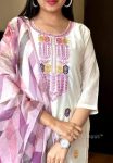 TRENDING VISCOSE CHANDERI SILK EMBROIDERY WORK TOP BOTTOM WITH DUPATTA PARTY WEAR WHOLESALE PRICE ETHNIC GARMENT (1)