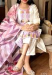 TRENDING VISCOSE CHANDERI SILK EMBROIDERY WORK TOP BOTTOM WITH DUPATTA PARTY WEAR WHOLESALE PRICE ETHNIC GARMENT (1)