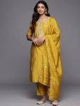 VISCOSE BLEND EMBROIDERY WORK TOP BOTTOM WITH DUPATTA YELLOW
