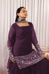 1DESIGNER GEORGETTE EMBROIDERY SEQUENCE WORK TOP SHARARA WITH DUPATTA FESTIVE WEAR WHOLESALE PRICE ETHNIC GARMENT (3)
