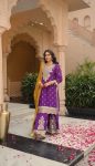 1FANCY VICHITRA SILK EMBROIDERY THREAD AND SEQUENCE WORK TOP PALAZZO WITH DUPATTA FESTIVE WEAR WHOLESALE PRICE ETHNIC GARMENT (9)